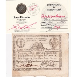 REPUBBLICA ROMANA ASSEGNATO DA PAOLI 10 1798 SIMBOLO SUL RETRO CERCHIO